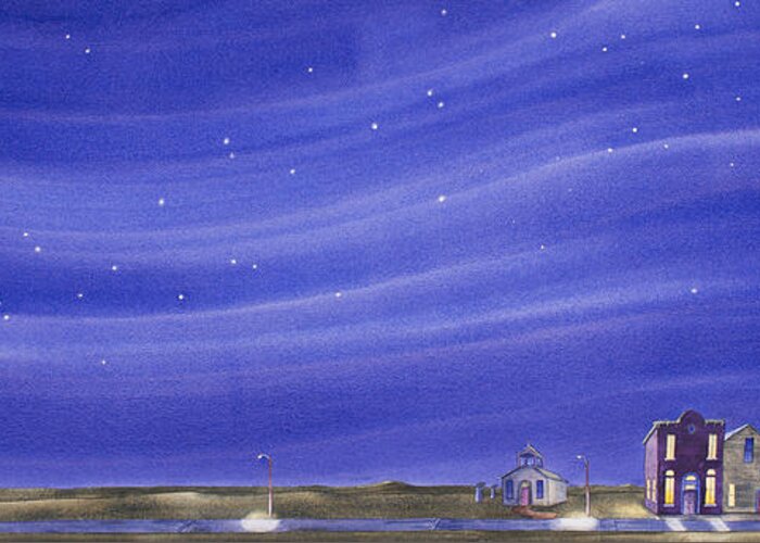 Prairie Greeting Card featuring the painting The Sweetest Little Town In the Prairie III by Scott Kirby