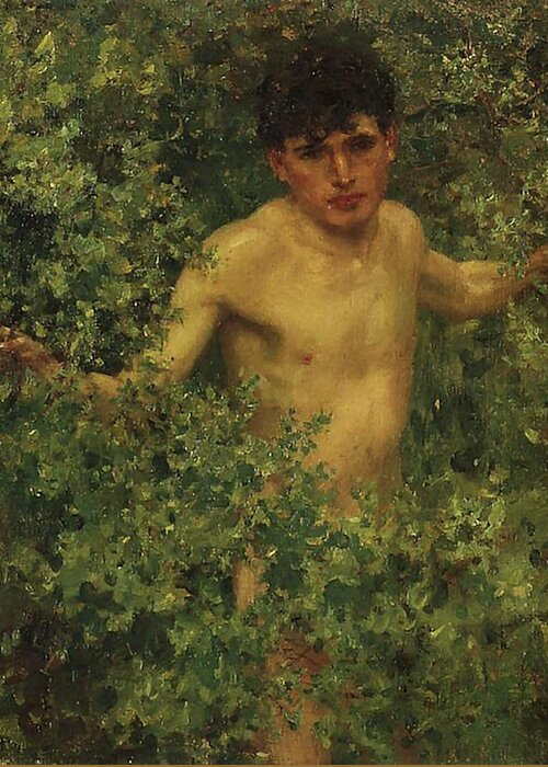 Henry Scott Tuke Greeting Card featuring the painting The Swimmer by Henry Scott Tuke