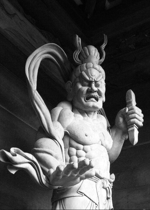 Demons Greeting Card featuring the photograph The temple guardian by Tim Ernst
