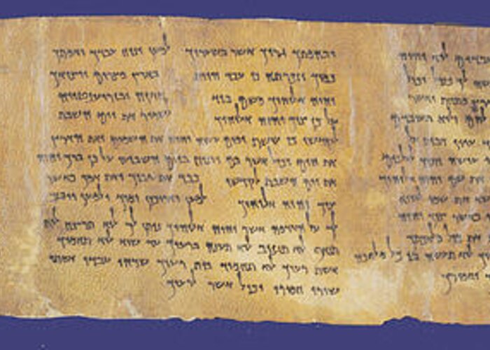 Ten Commandments Greeting Card featuring the photograph The Ten Commandments on the Dead Sea Scrolls by C H Apperson