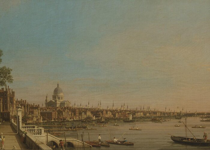 18th Century Art Greeting Card featuring the painting The Thames from the Terrace of Somerset House, Looking toward St. Paul's by Canaletto