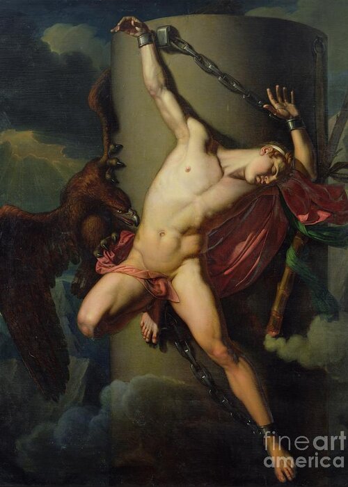 The Torture Of Prometheus Greeting Card featuring the painting The Torture of Prometheus by Jean-Louis-Cesar Lair
