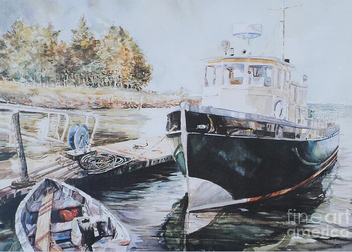 Boats Greeting Card featuring the painting The Trawler Crosby by P Anthony Visco