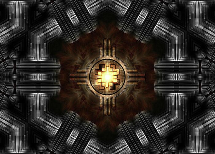 Geometry Greeting Card featuring the digital art The Trialyn Core by Rolando Burbon