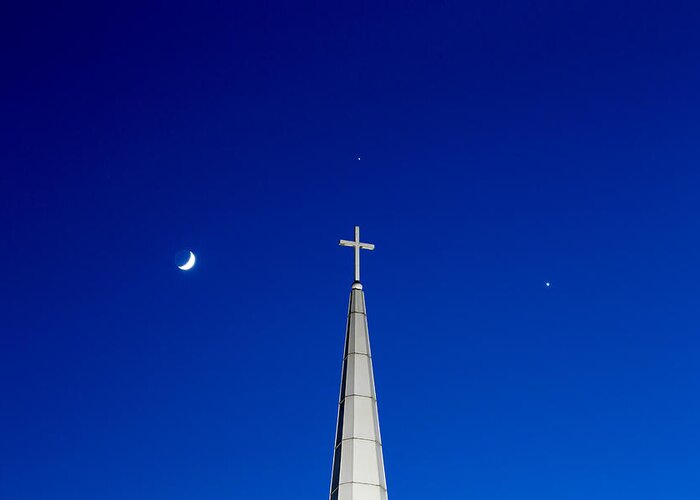 Moon Greeting Card featuring the photograph The Trinity by Charles Hite