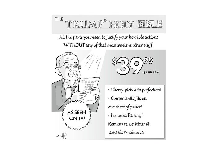 Trump Holy Bible Greeting Card featuring the drawing The Trump Holy Bible by Ellis Rosen