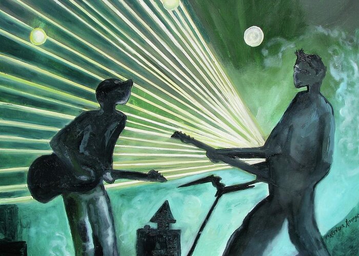 Music Greeting Card featuring the painting The Um Experience number one by Patricia Arroyo