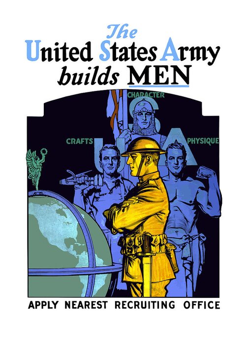 Us Army Greeting Card featuring the painting The United States Army Builds Men by War Is Hell Store