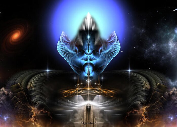 The Universal Dream Temple Of Kidora Iii Greeting Card featuring the digital art The Universal Dream Temple Of Kidora III by Rolando Burbon