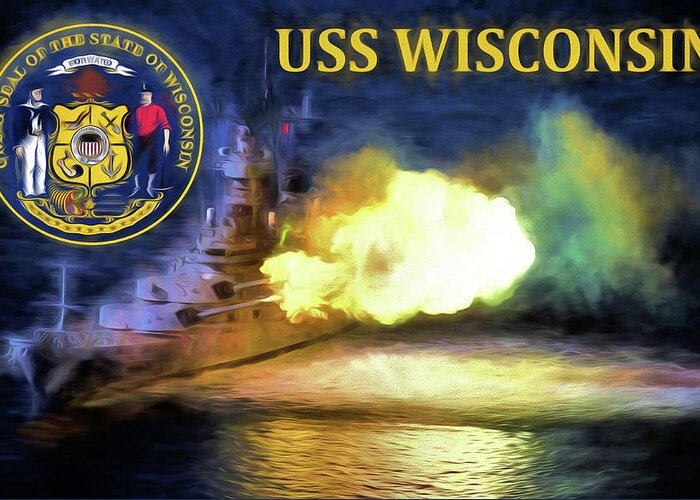 Uss Wisconsin Greeting Card featuring the digital art The USS Wisconsin by JC Findley