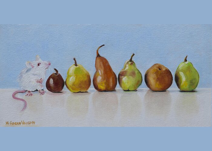 Mouse Greeting Card featuring the painting The Usual Suspects by Mary Susan Vaughn