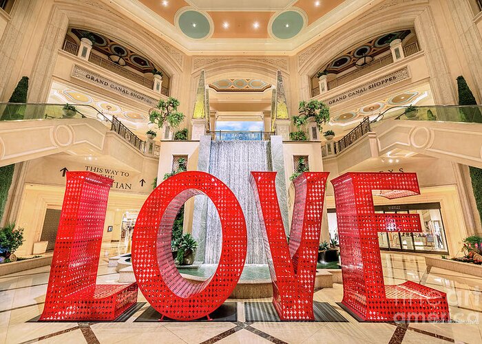 Venetian Greeting Card featuring the photograph The Venetian Palazzo Love Sculpture by Aloha Art