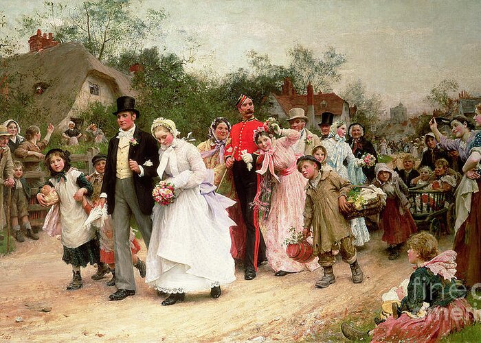 Group Greeting Card featuring the painting The Village Wedding by Sir Samuel Luke Fildes