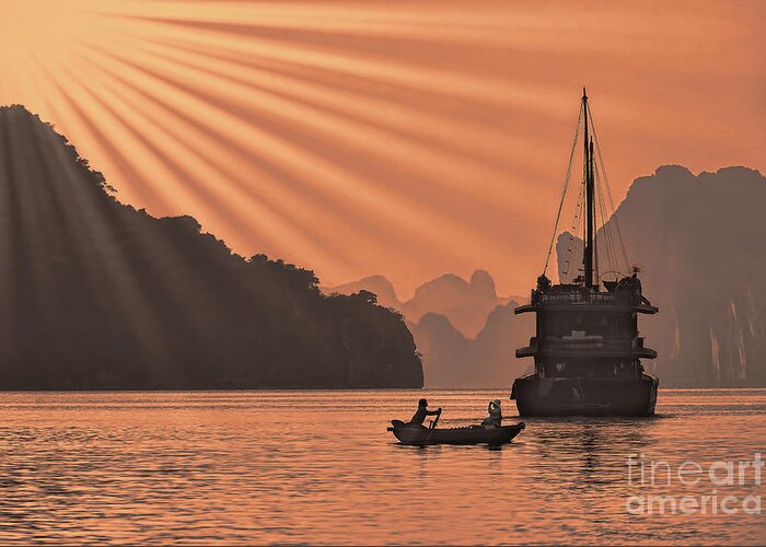 Vietnam Greeting Card featuring the photograph The Voyage Ha Long Bay Vietnam by Chuck Kuhn