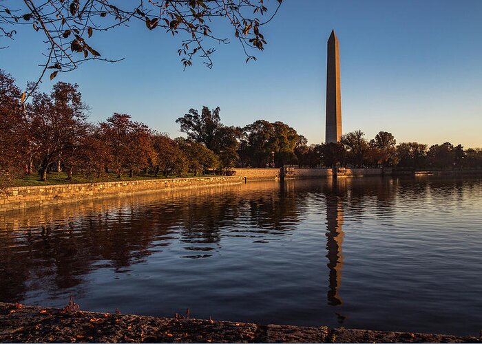 Architecture Greeting Card featuring the photograph The Washington in Fall by Ed Clark