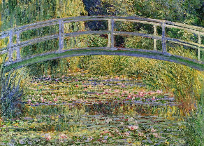 The Greeting Card featuring the painting The Waterlily Pond with the Japanese Bridge by Claude Monet
