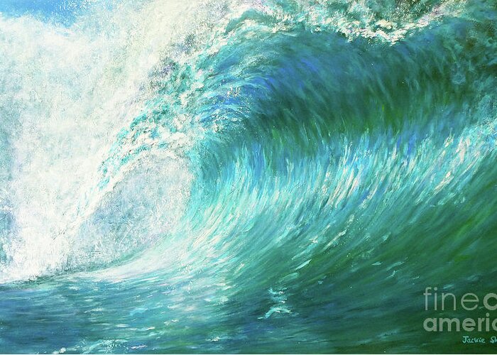 Wave Greeting Card featuring the painting The Wave Curl Curl by Jackie Sherwood