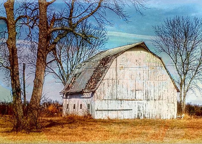 White Barn Greeting Card featuring the photograph The White Barn by Karen McKenzie McAdoo