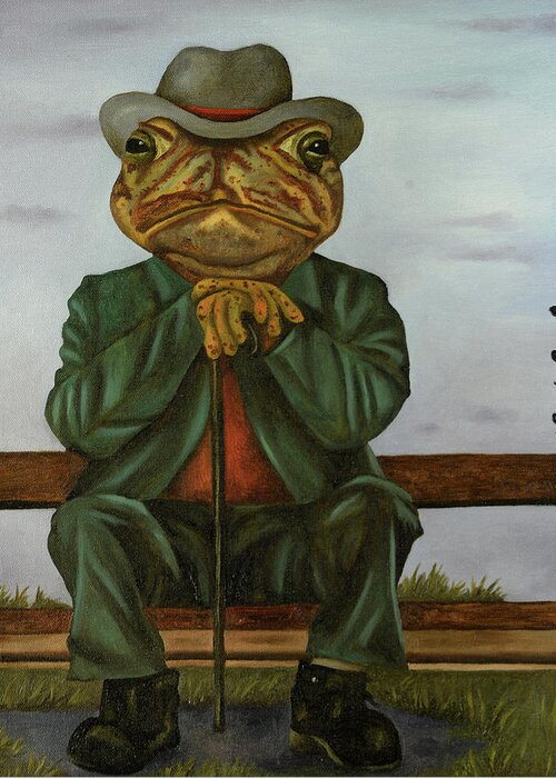 Toad Greeting Card featuring the painting The Wise Toad by Leah Saulnier The Painting Maniac
