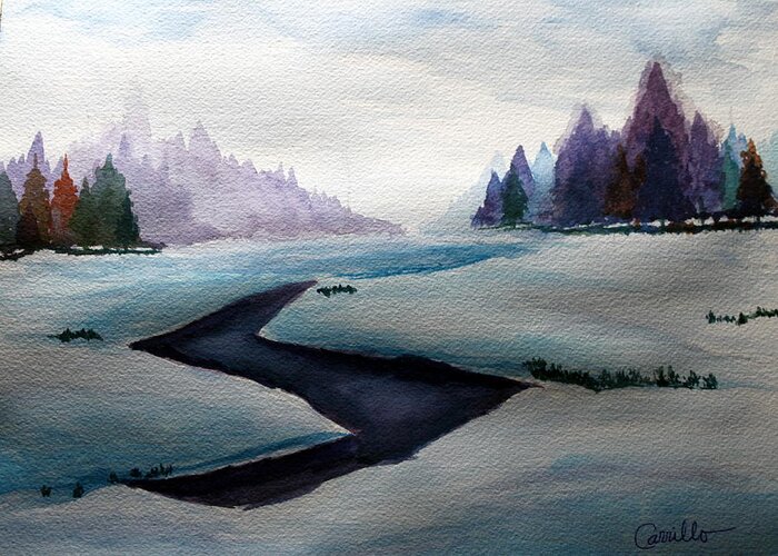 Watercolor Winter Lanscape. Winter Wonders. Winter Watercolors. Lanscape Greeting Card featuring the painting The Wonders of Winter by Ruben Carrillo