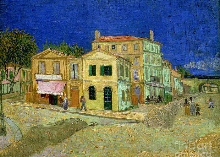 The Greeting Card featuring the painting The Yellow House by Vincent Van Gogh