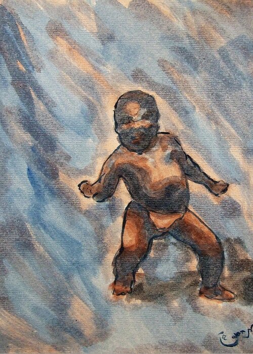 Third World Baby Greeting Card featuring the painting Third World Baby Meme Reddit by M Zimmerman