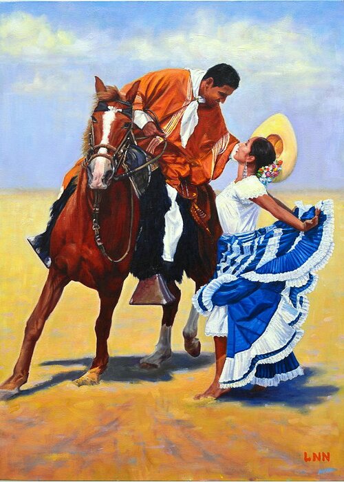 Horse Greeting Card featuring the painting This is My Peru, Peru Impression by Ningning Li