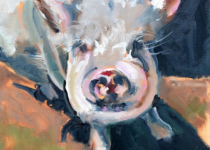 Pig Greeting Card featuring the painting This Little Piggy at Spring Valley Farm by Donna Tuten