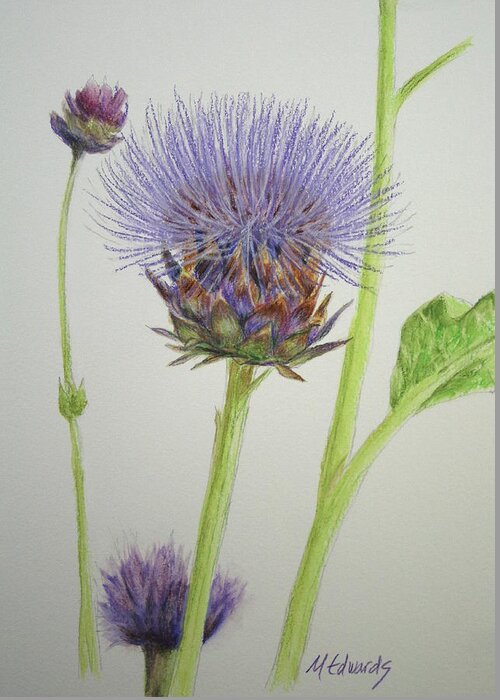 Thistle Greeting Card featuring the painting Thistles by Marna Edwards Flavell