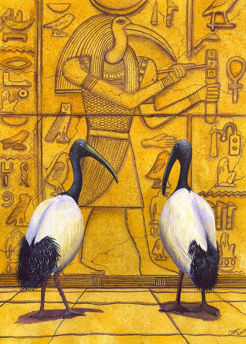 Ibis Greeting Card featuring the painting Thoth by Catherine G McElroy