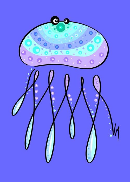 Jellyfish Greeting Card featuring the painting Thoughts and colors series jellyfish by Veronica Minozzi