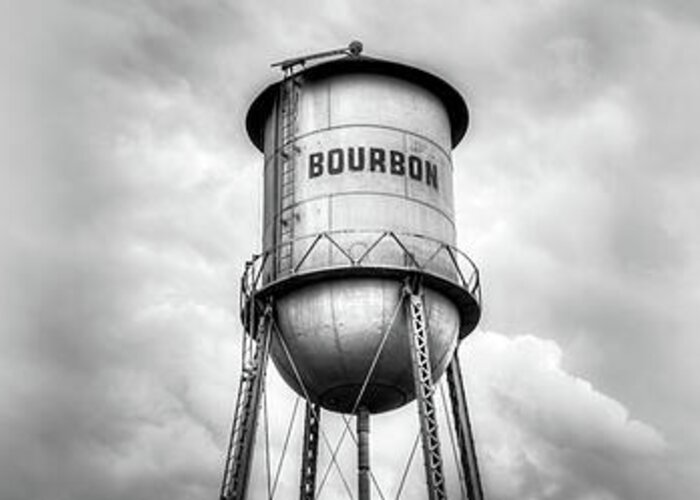 America Greeting Card featuring the photograph Three Bourbon Whiskey Towers Panorama - Monochrome by Gregory Ballos