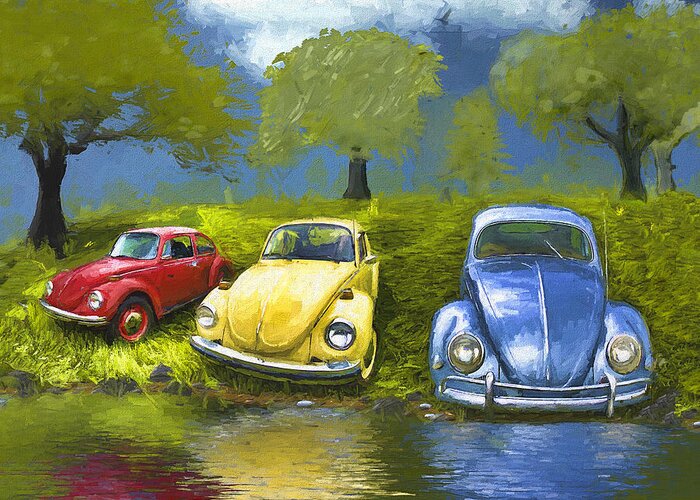 Bugs Greeting Card featuring the digital art Three Bugs on a Hill by Ken Morris