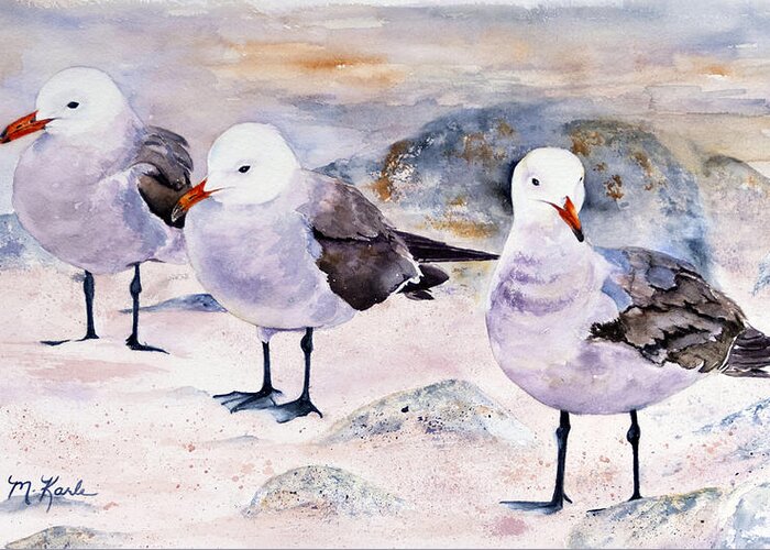 Birds Greeting Card featuring the painting Three Carmelites by Marsha Karle