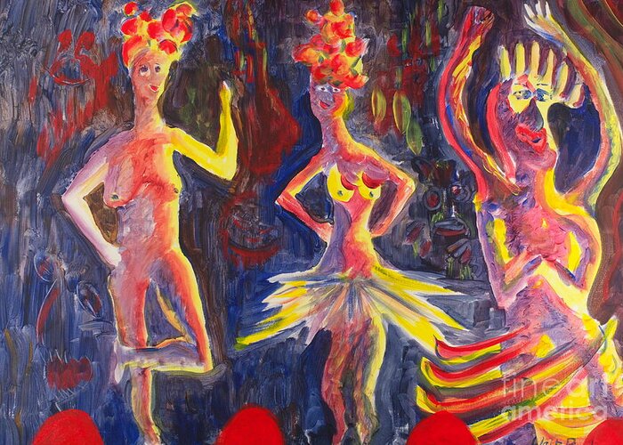 Dancers Greeting Card featuring the painting Three Dancers by Walt Brodis