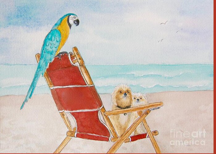 Beach Greeting Card featuring the painting Three Friends at the Beach by Midge Pippel