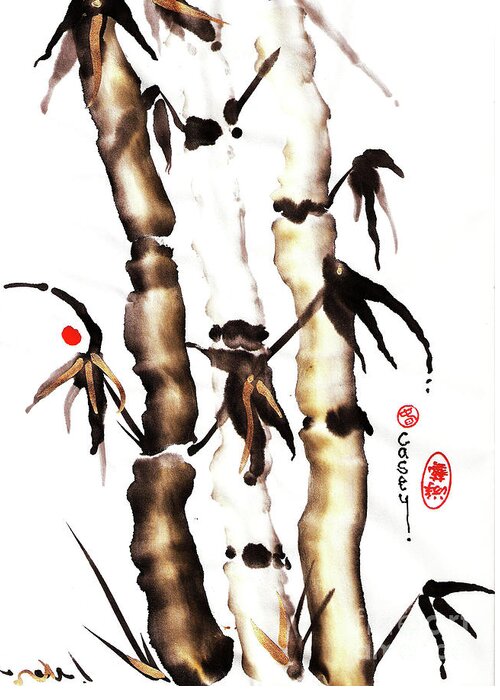 Sumi Greeting Card featuring the painting Three Golden Graces by Casey Shannon