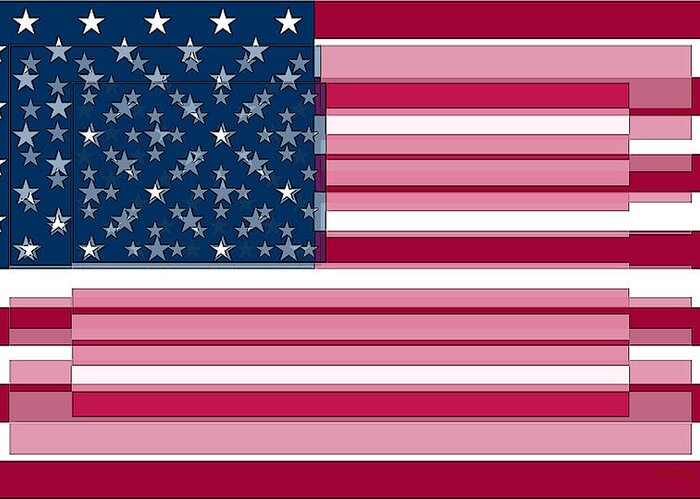 American Flag Greeting Card featuring the digital art Three Layered Flag by David Bridburg