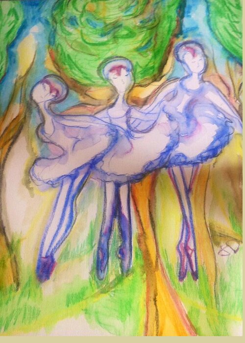 Birds Greeting Card featuring the painting Three magical birds by Judith Desrosiers