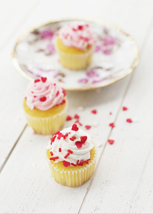Cupcakes Greeting Card featuring the photograph Three Tiny Cupcakes by Rebecca Cozart