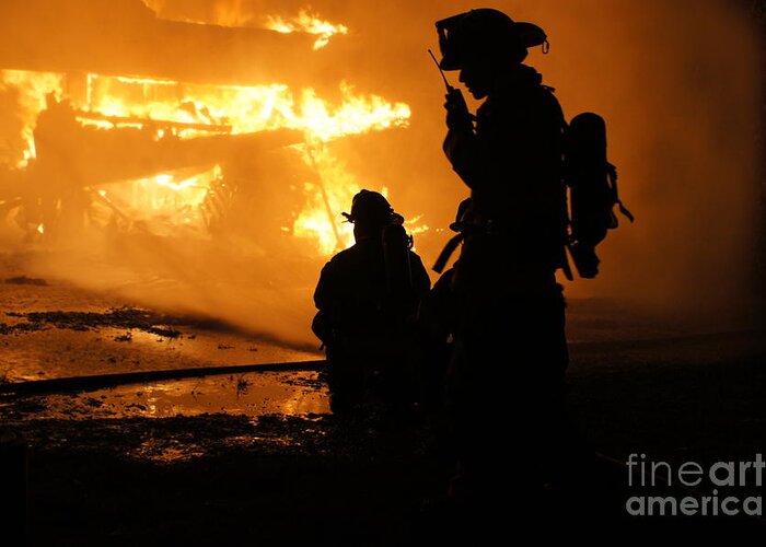 Fireman Greeting Card featuring the photograph Through the Flames by Benanne Stiens