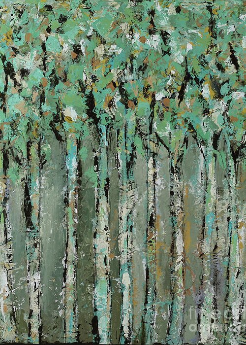 Trees Greeting Card featuring the painting Through the Forest by Kirsten Koza Reed