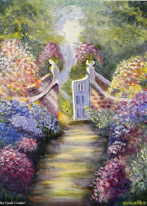 Flowers Greeting Card featuring the painting Through the Garden Gate by Quwatha Valentine