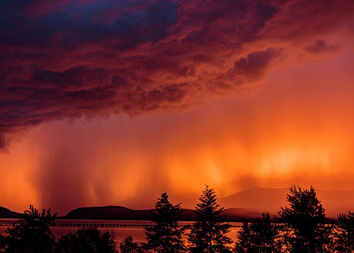 Clouds Greeting Card featuring the photograph Thunderstorm at Sunset 2 by Albert Seger