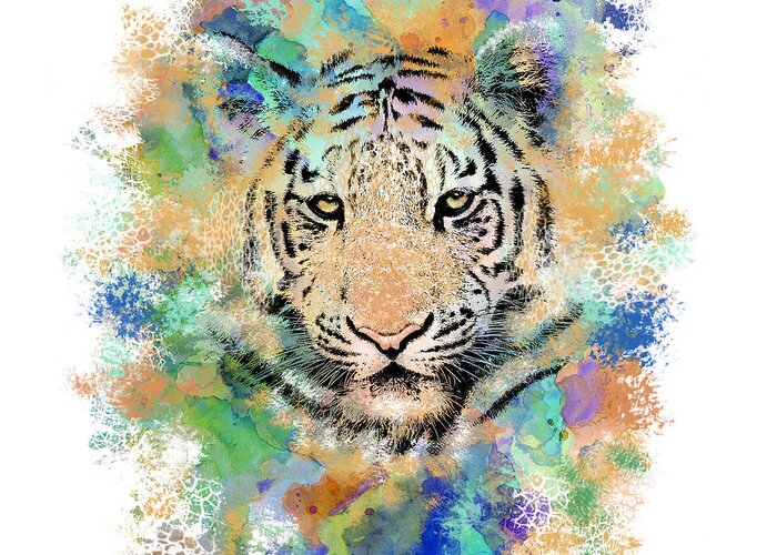 Tiger Greeting Card featuring the digital art Tiger 3 by Lucie Dumas
