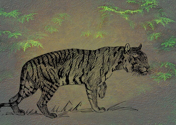 Tiger Greeting Card featuring the mixed media Tiger by Movie Poster Prints