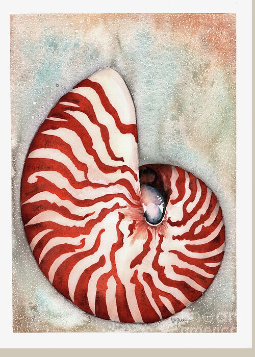 Nautilus Greeting Card featuring the painting Tiger Nautilus by Hilda Wagner