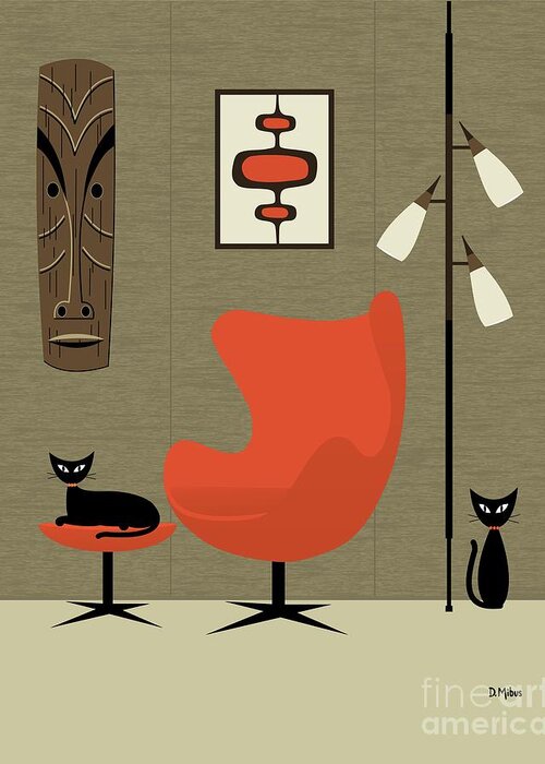 Tiki Greeting Card featuring the digital art Tiki on the Wall by Donna Mibus