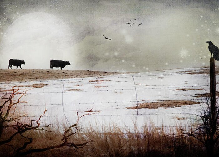 Cow Greeting Card featuring the photograph 'til The Cows Come Home by Theresa Tahara
