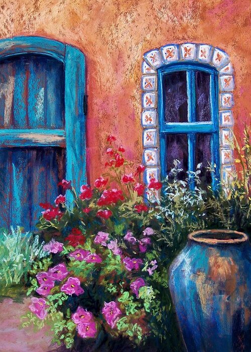 Landscape Greeting Card featuring the pastel Tiled Window by Candy Mayer